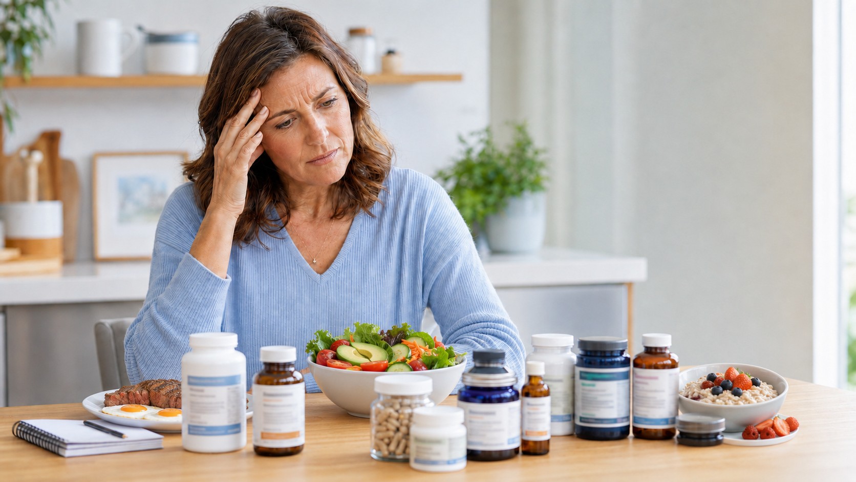 Woman feeling overwhelmed by conflicting health information